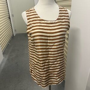 Silk Striped Brown and White Tank Top